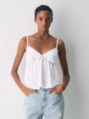 Sunday Best Aritzia Babydoll Camisole Top White Cotton Tank Medium